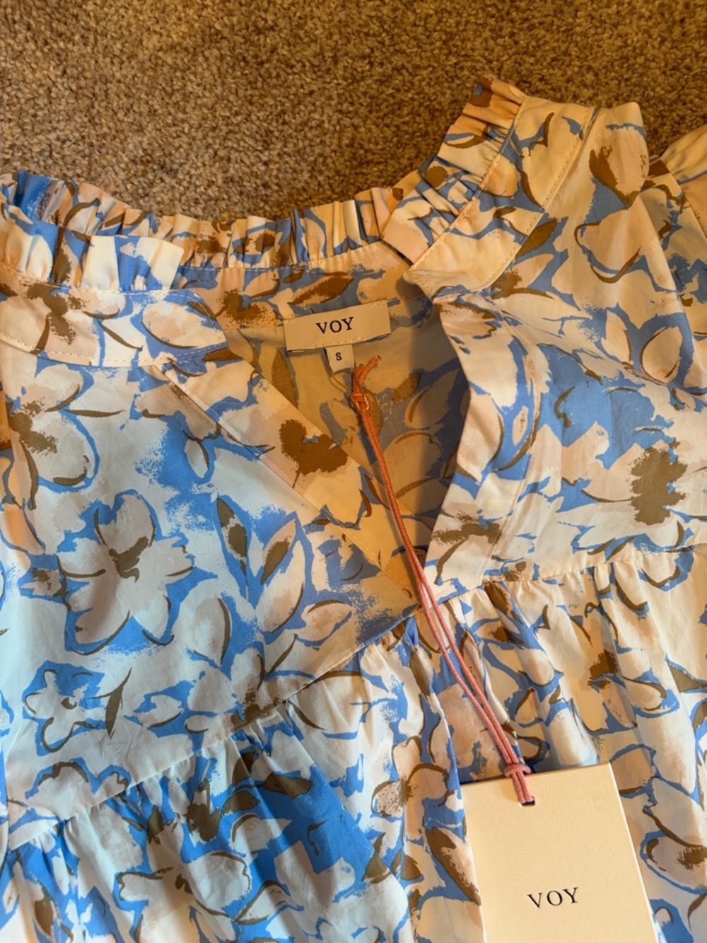 NWT Womens Blue and Cream Floral Tiered Dress - Picture 4 of 4